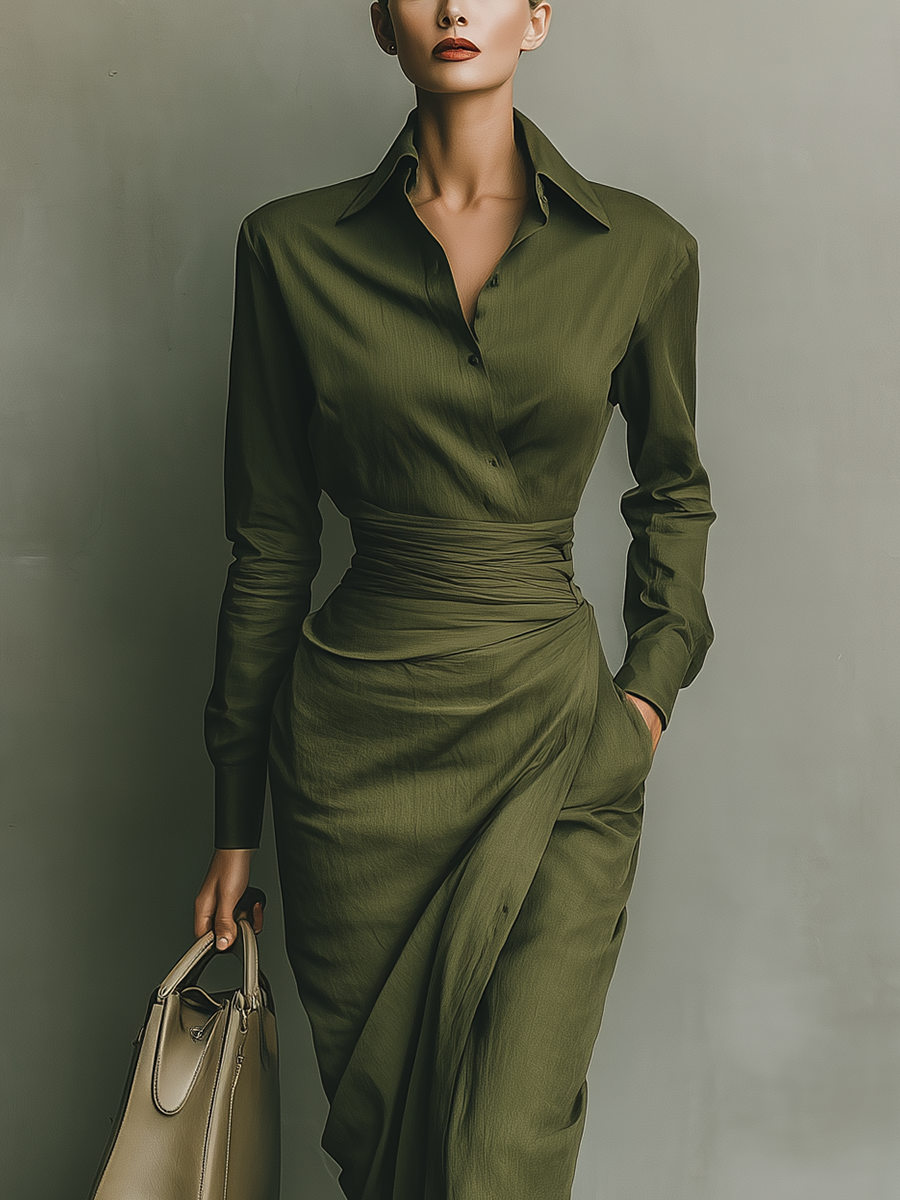 VUI Paris | ROBE PORTEFEUILLE SATINÉE AVEC CEINTURE