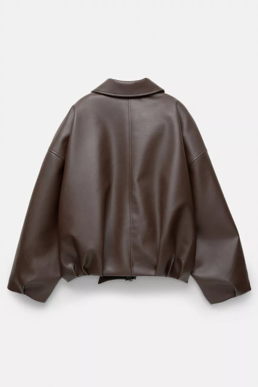 VUI Paris | VESTE EN CUIR MARRON