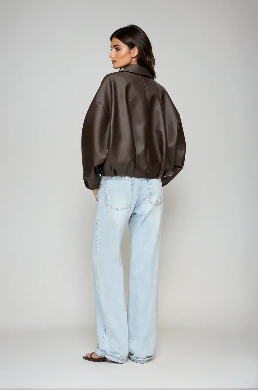 VUI Paris | VESTE EN CUIR MARRON