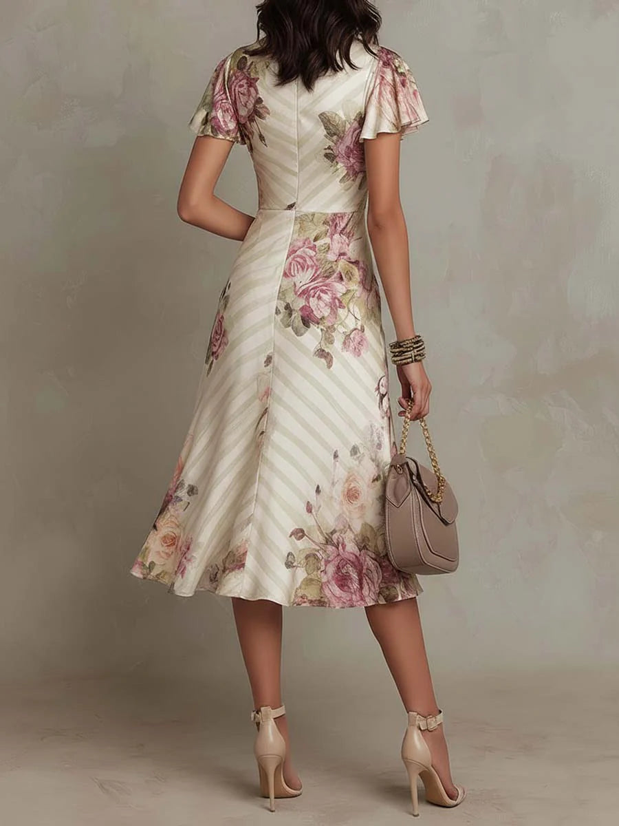VUI Paris | Robe Élégante Drapée Florale Camille