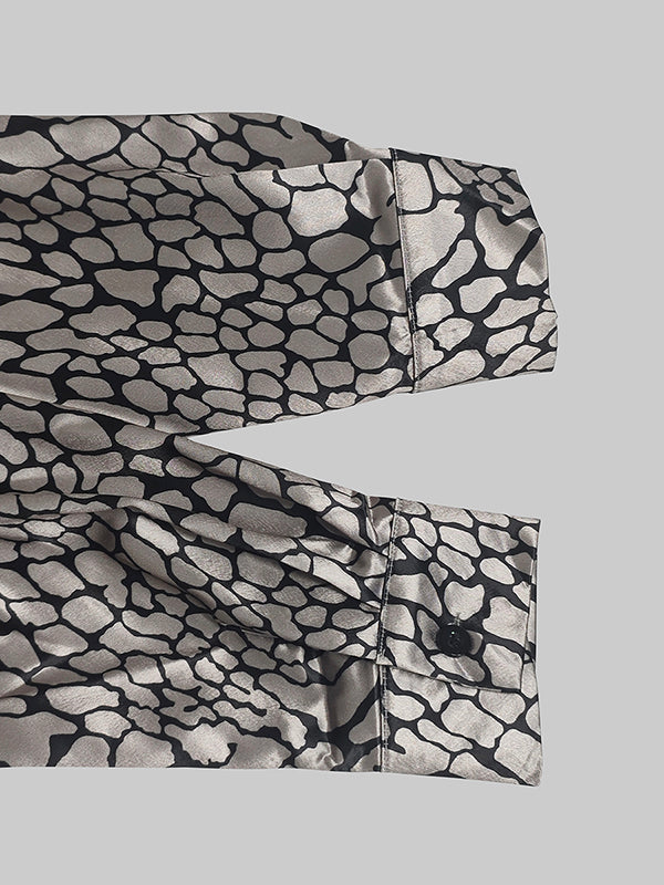 VUI Paris | CHEMISIER EFFET SATIN À MOTIF ARTISTIQUE
