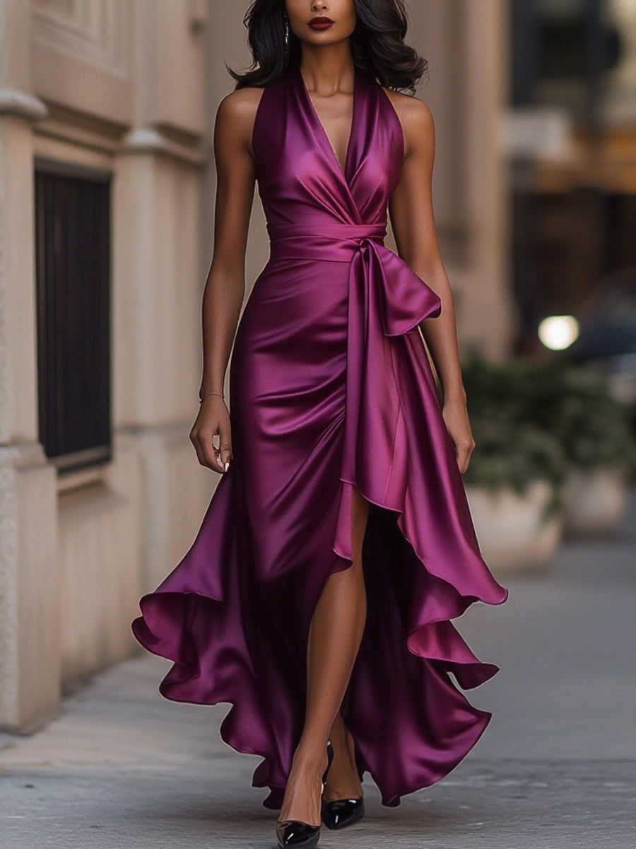 VUI Paris | Robe en Satin Drapée à la Taille