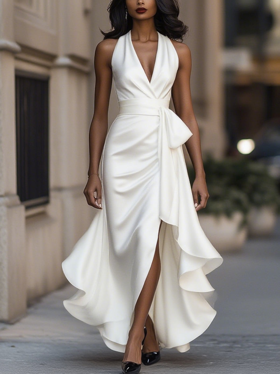 VUI Paris | Robe en Satin Drapée à la Taille