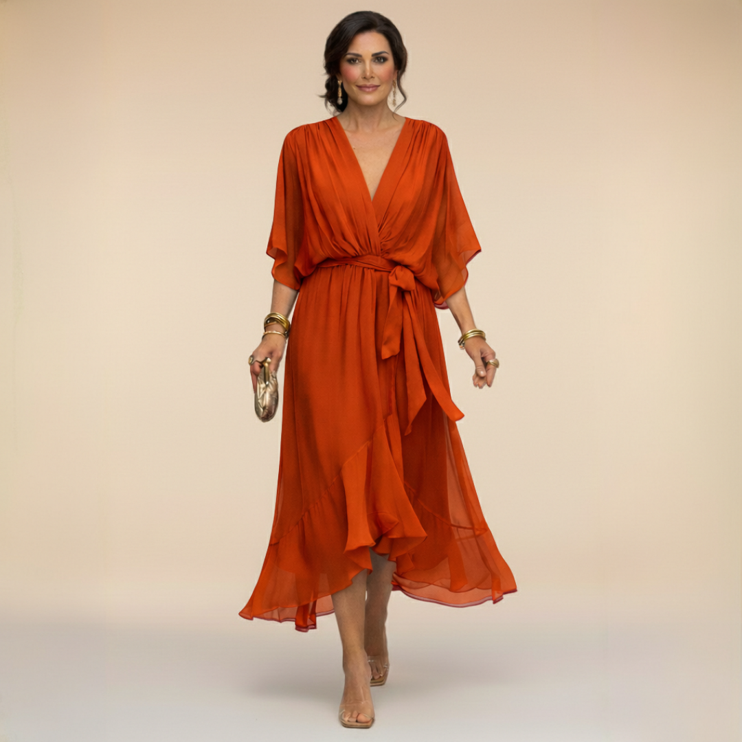 VUI Paris | Robe en chiffon à décolleté V