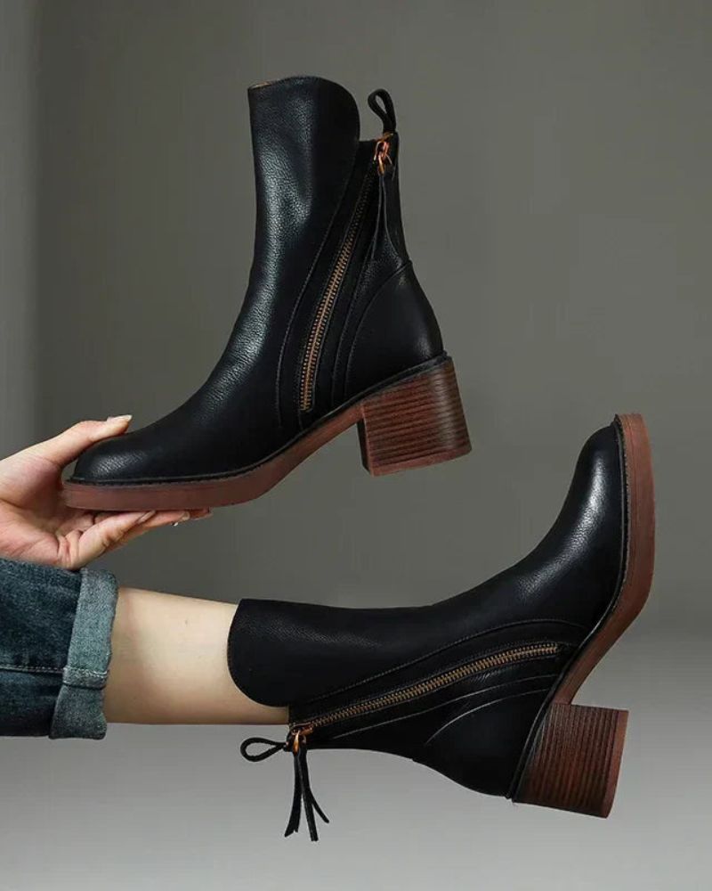 VUI Paris | Bottines Zippées Talon Confort Isabelle