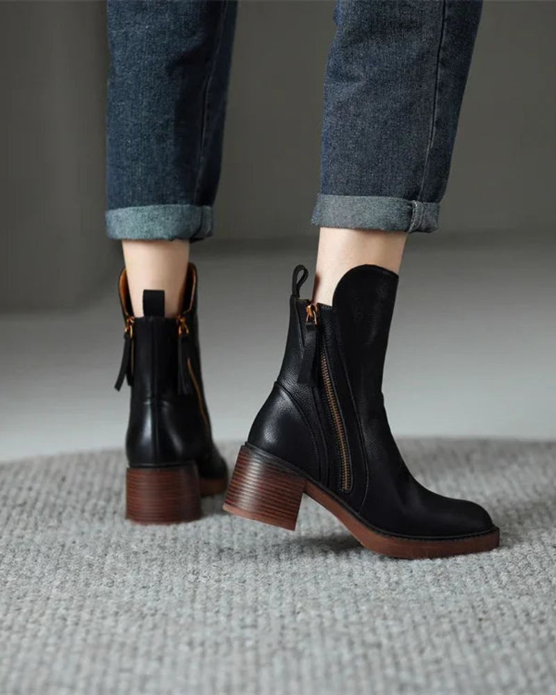 VUI Paris | Bottines Zippées Talon Confort Isabelle