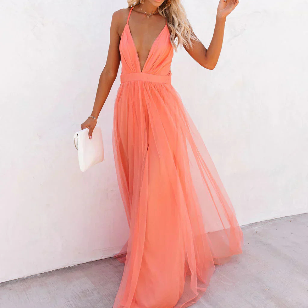 VUI Paris | Robe Maxi Lumière Corail