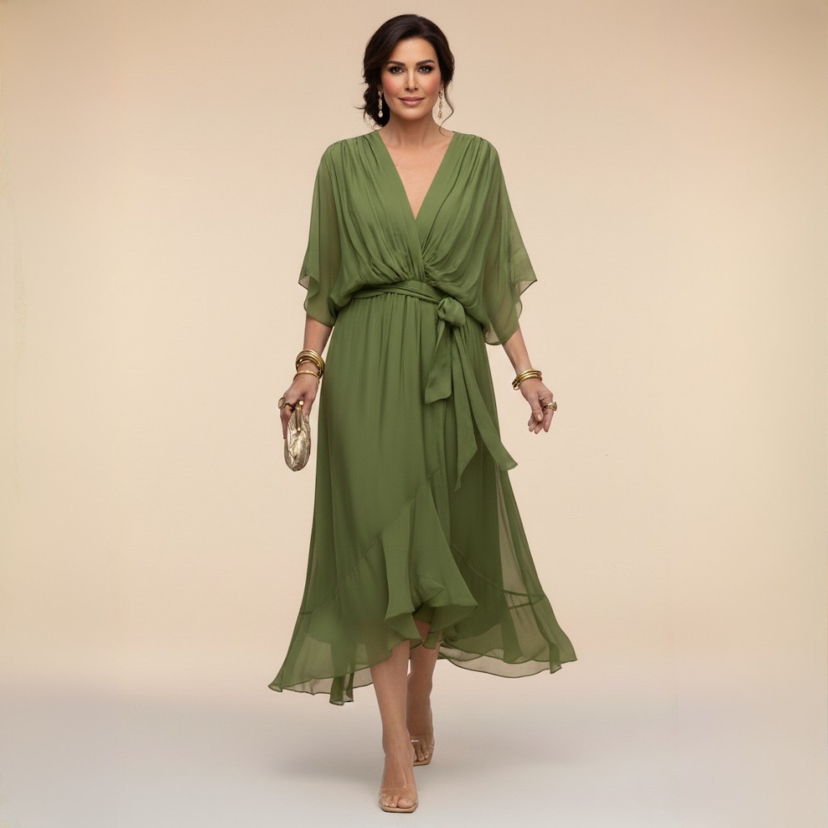 VUI Paris | Robe en chiffon à décolleté V