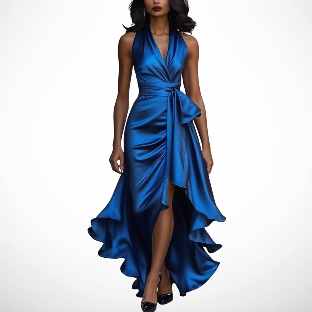 VUI Paris | Robe en Satin Drapée à la Taille