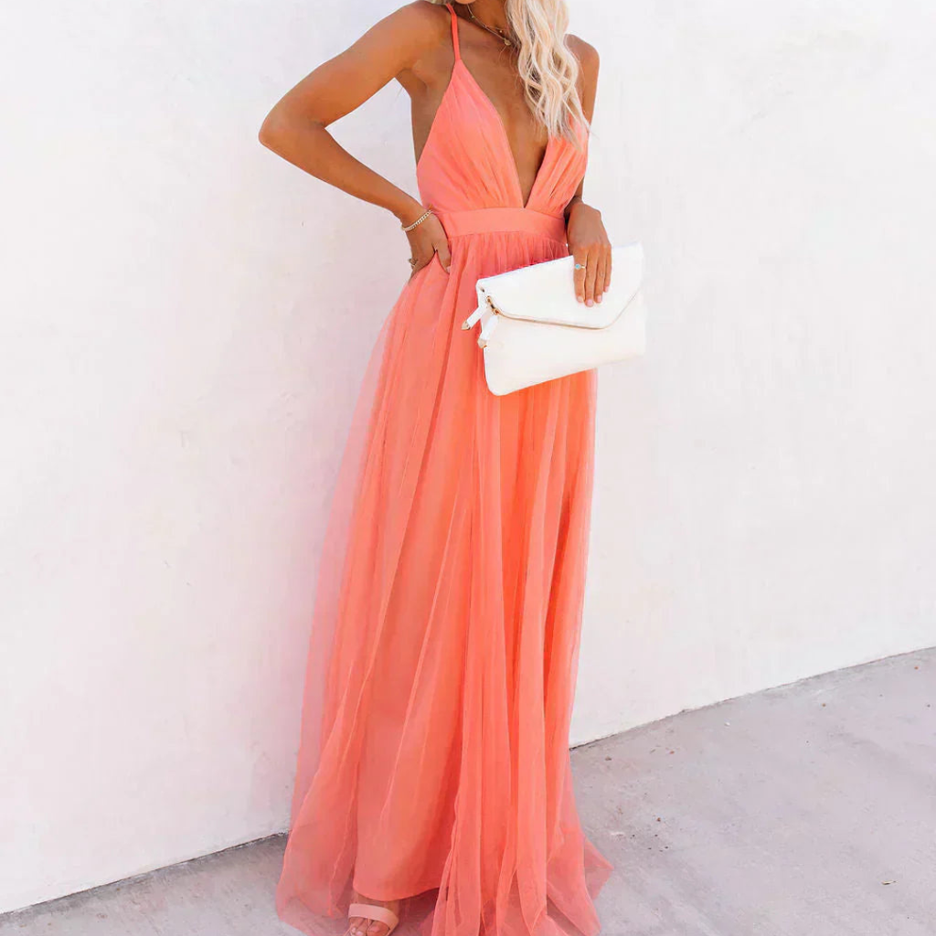 VUI Paris | Robe Maxi Lumière Corail