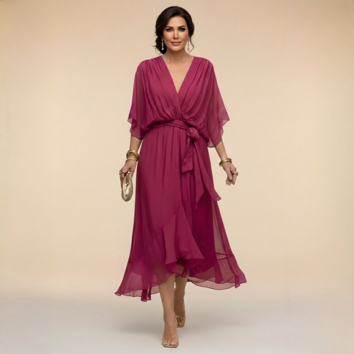 VUI Paris | Robe en chiffon à décolleté V