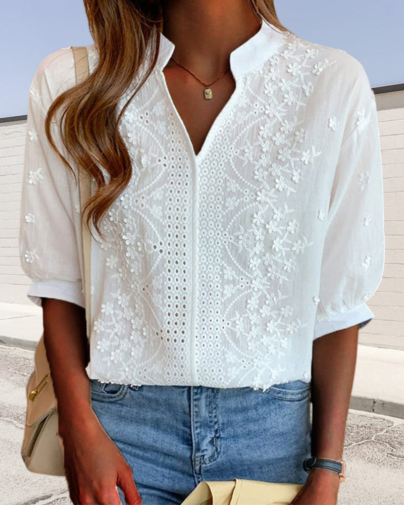 VUI Paris | Blouse Blanche Élégante avec Manches Bouffantes Ella