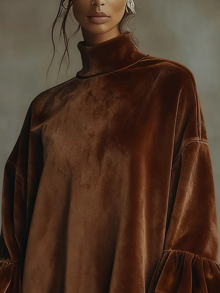 VUI Paris | ROBE TRAPÈZE EN VELOURS À MANCHES LÉOPARD