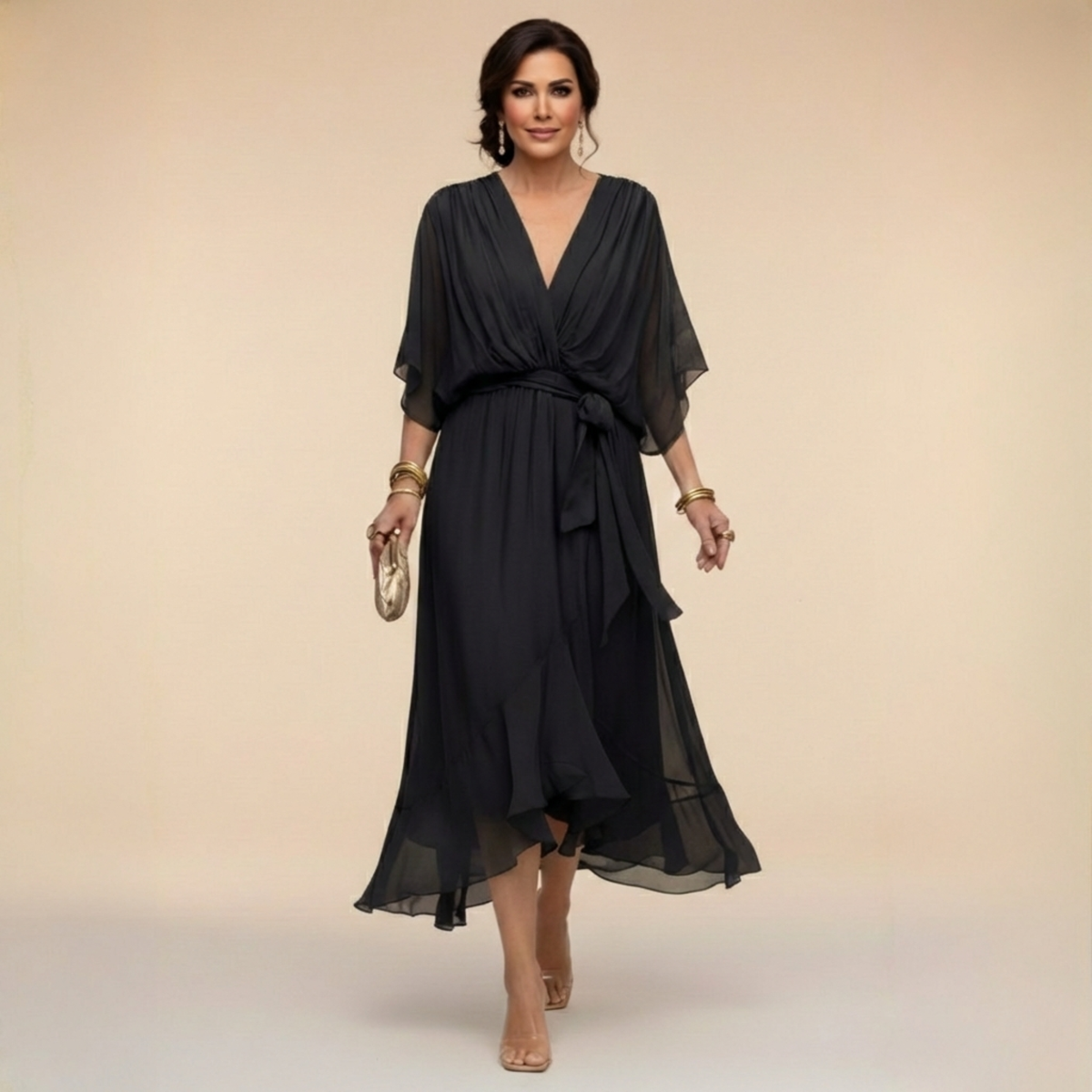 VUI Paris | Robe en chiffon à décolleté V