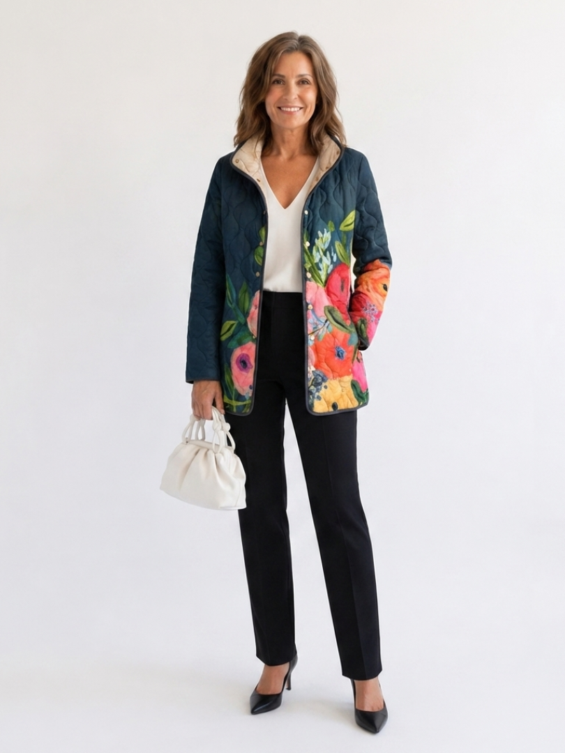 VUI Paris | Veste Matelassée Fleurs Peintes Camille