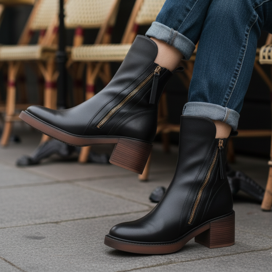 VUI Paris | Bottines Zippées Talon Confort Isabelle