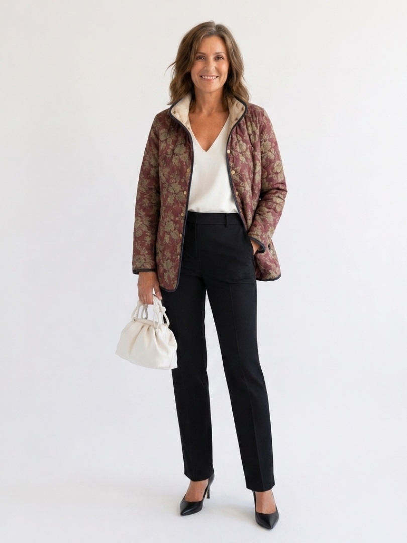 VUI Paris | Veste Matelassée Damas Prune Sophie