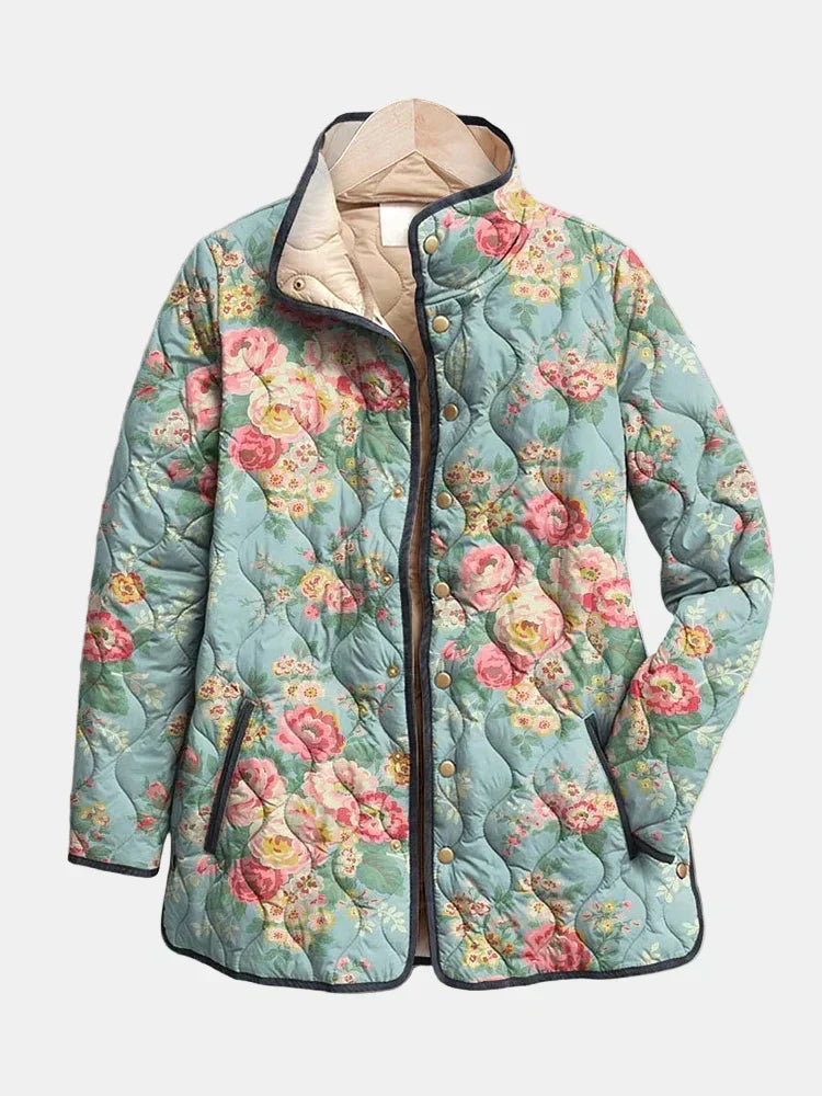 VUI Paris | Veste Matelassée Roses Céladon Mathilde