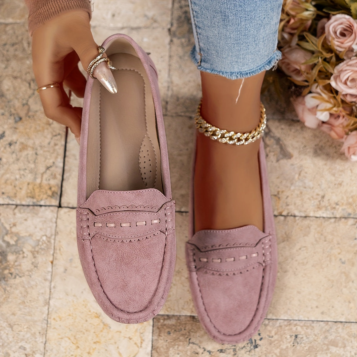 VUI Paris | Mocassins Effet Daim Festonnés Marie