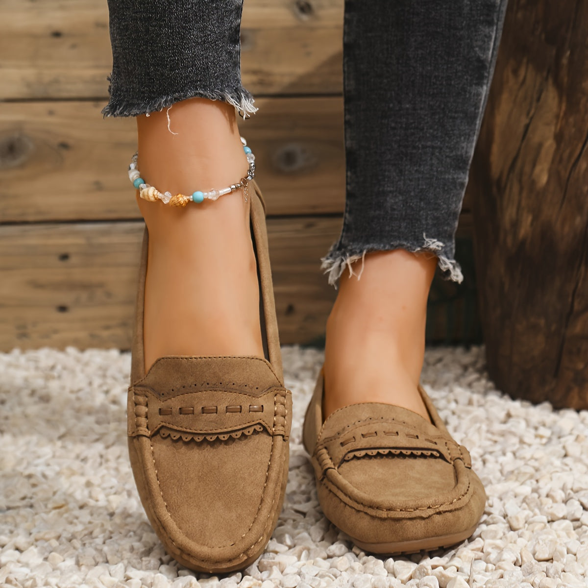 VUI Paris | Mocassins Effet Daim Festonnés Marie