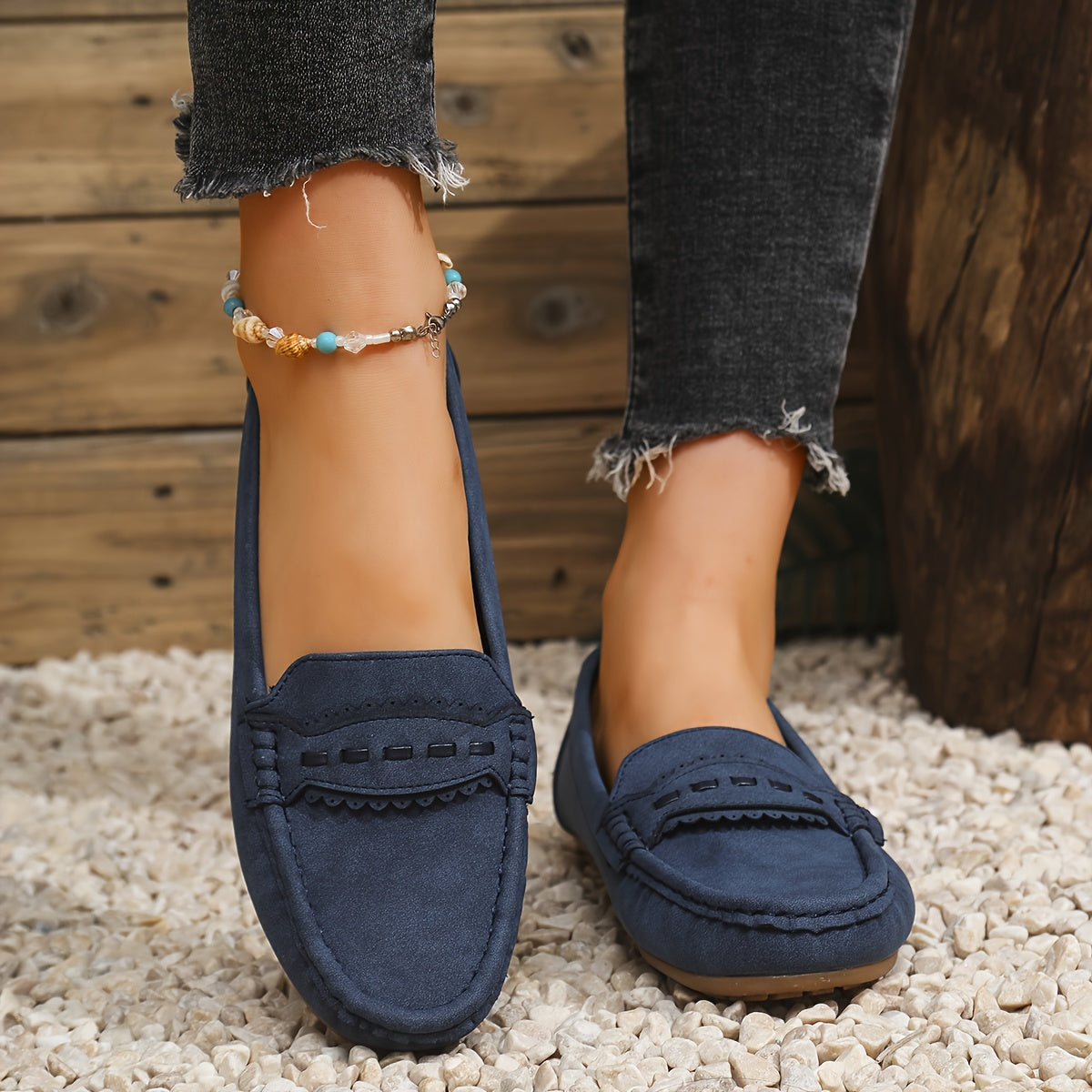 VUI Paris | Mocassins Effet Daim Festonnés Marie