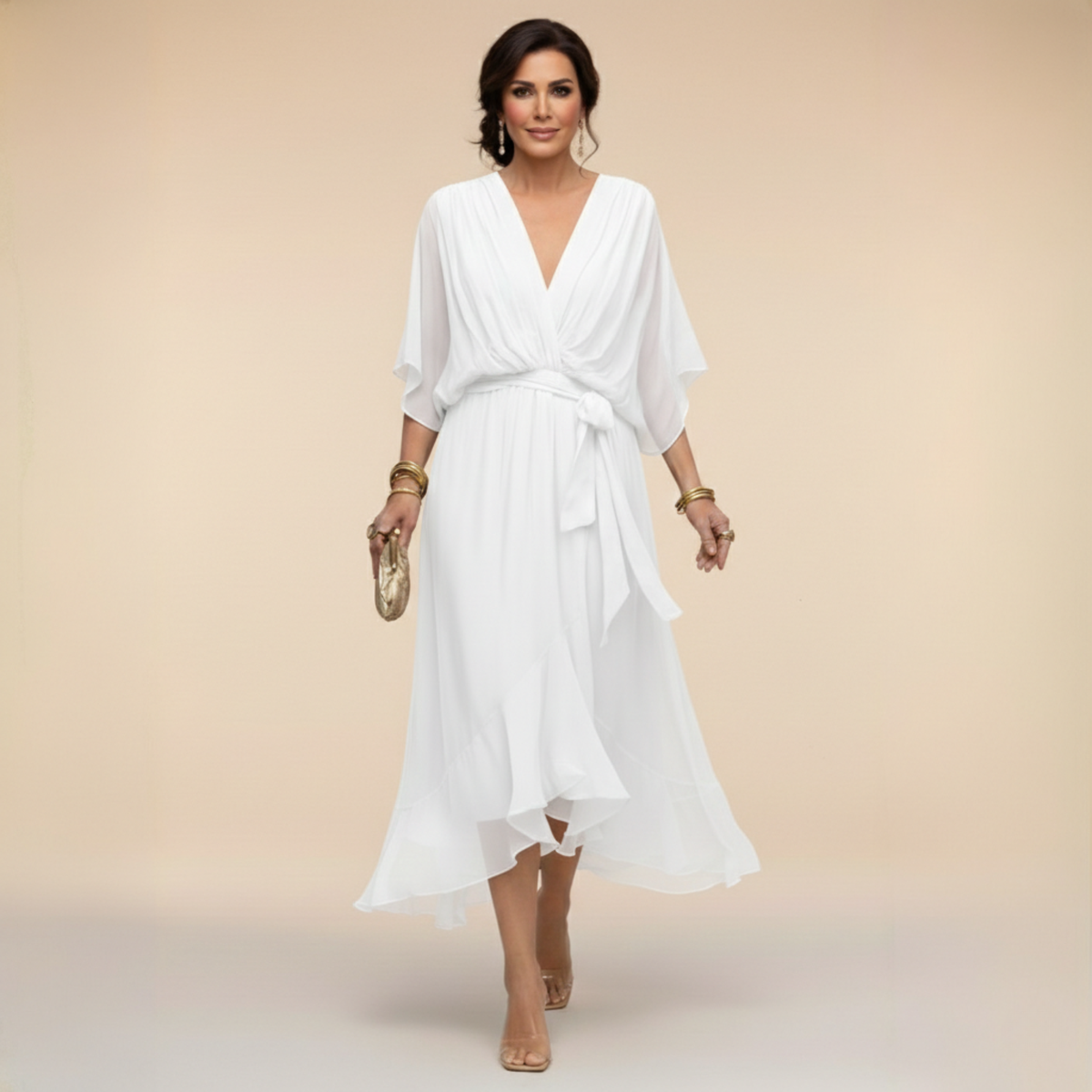 VUI Paris | Robe en chiffon à décolleté V