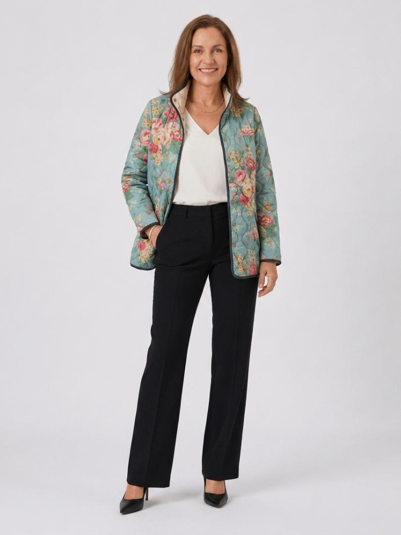 VUI Paris | Veste Matelassée Roses Céladon Mathilde