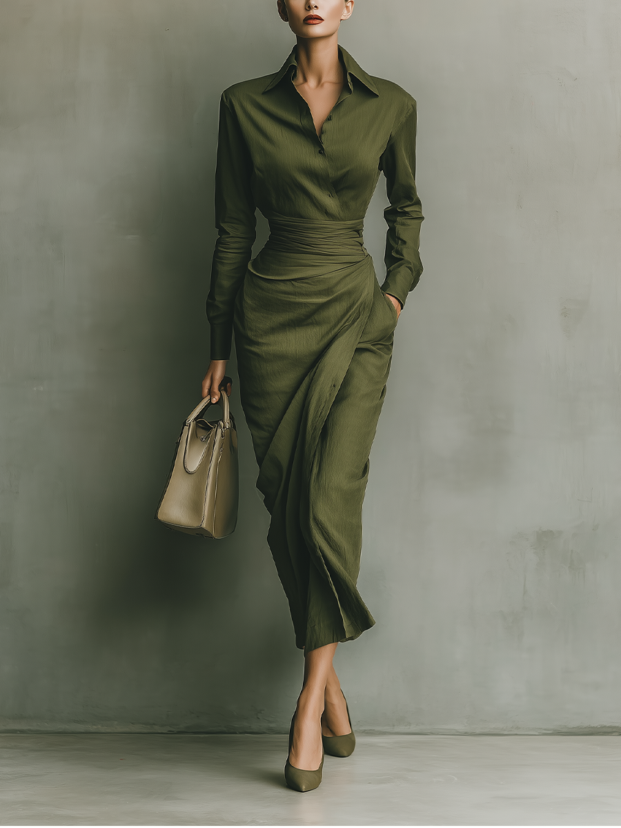 VUI Paris | ROBE PORTEFEUILLE SATINÉE AVEC CEINTURE