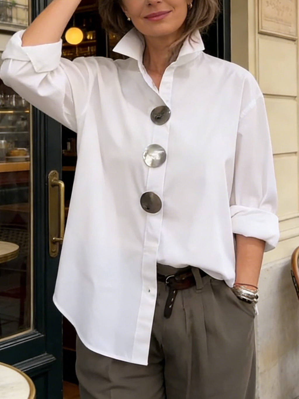 VUI Paris | Chemisier Élégant À Gros Boutons Sophie