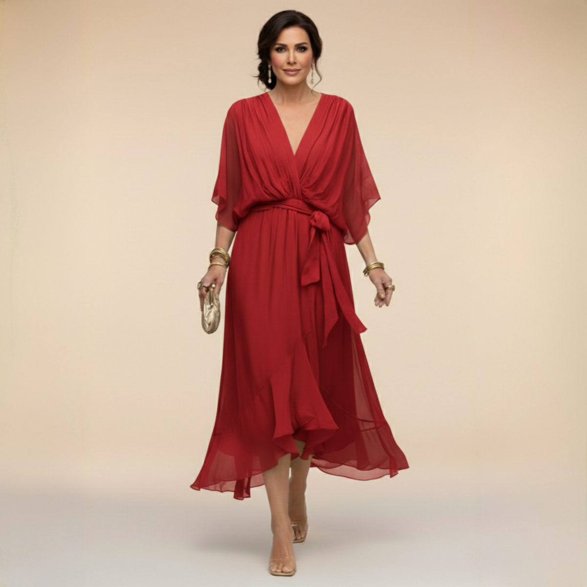 VUI Paris | Robe en chiffon à décolleté V