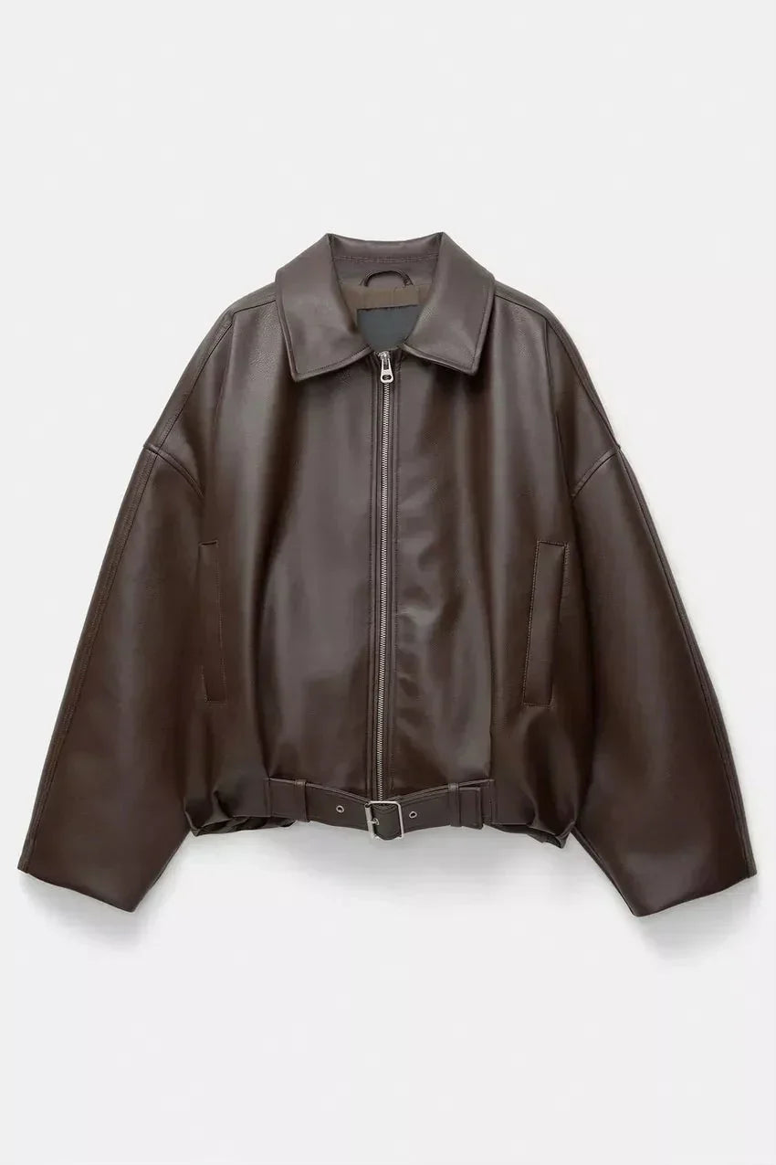 VUI Paris | VESTE EN CUIR MARRON
