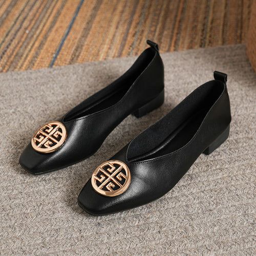 VUI Paris | Ballerines Cuir Bout Carré Brigitte