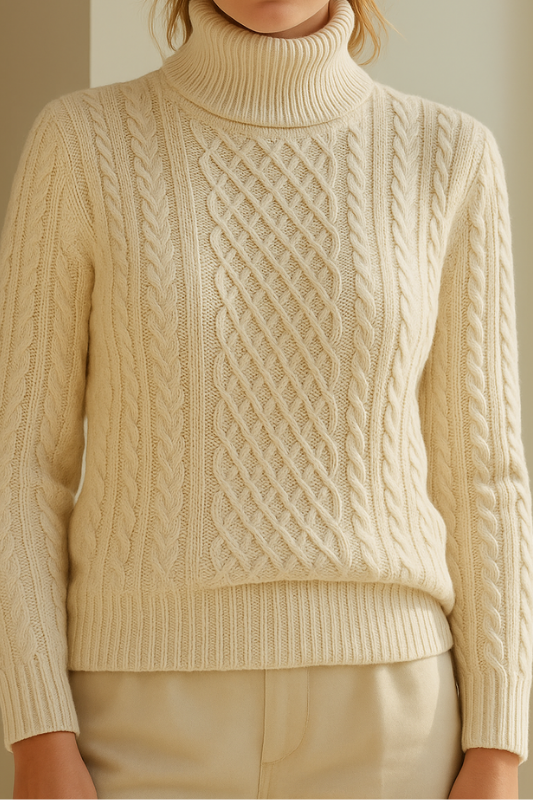 VUI Paris | PULL TORSADÉ À COL ROULÉ EN MAILLE DOUCE
