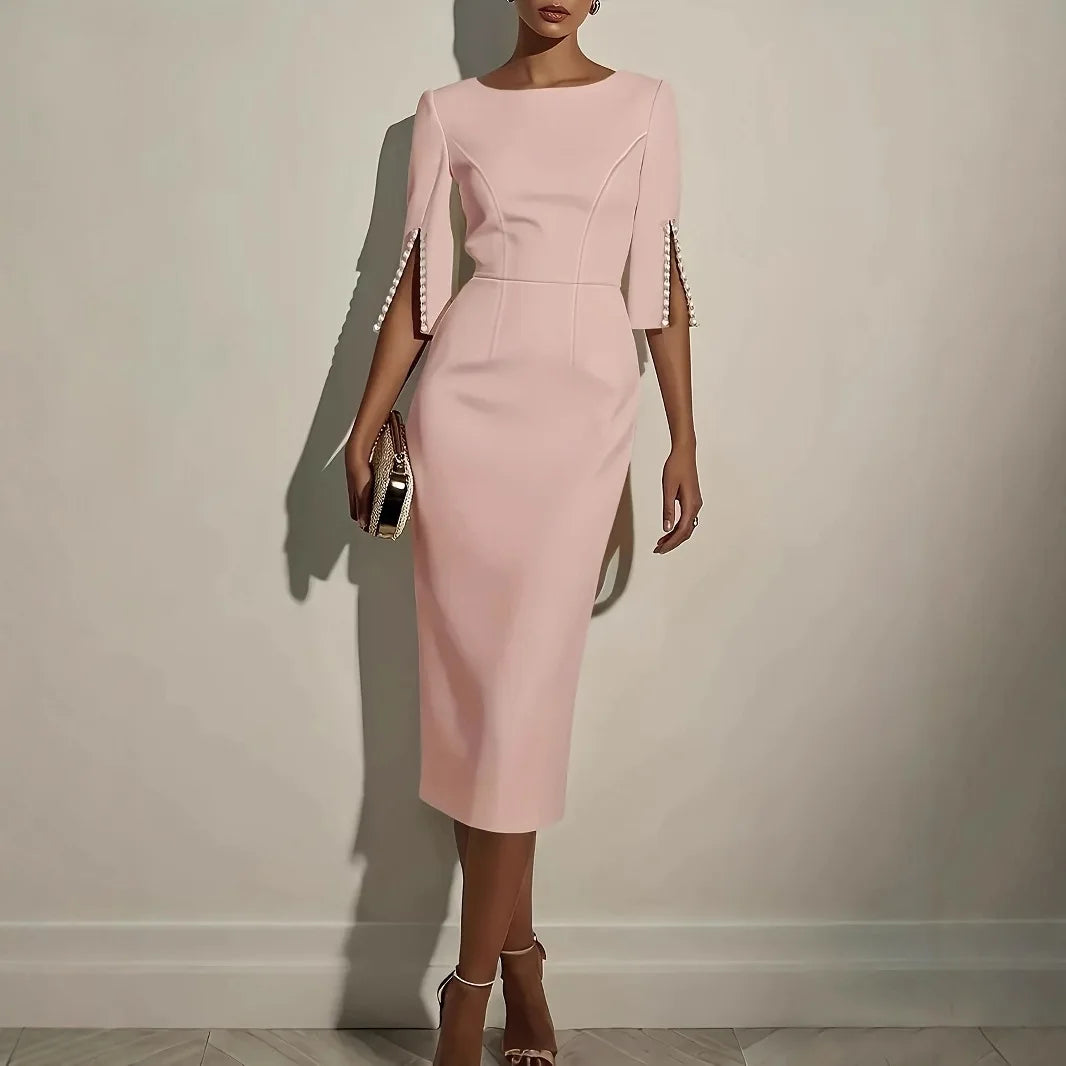 VUI Paris | ROBE ÉLÉGANTE À MANCHES FENDUES ORNÉES DE PERLES