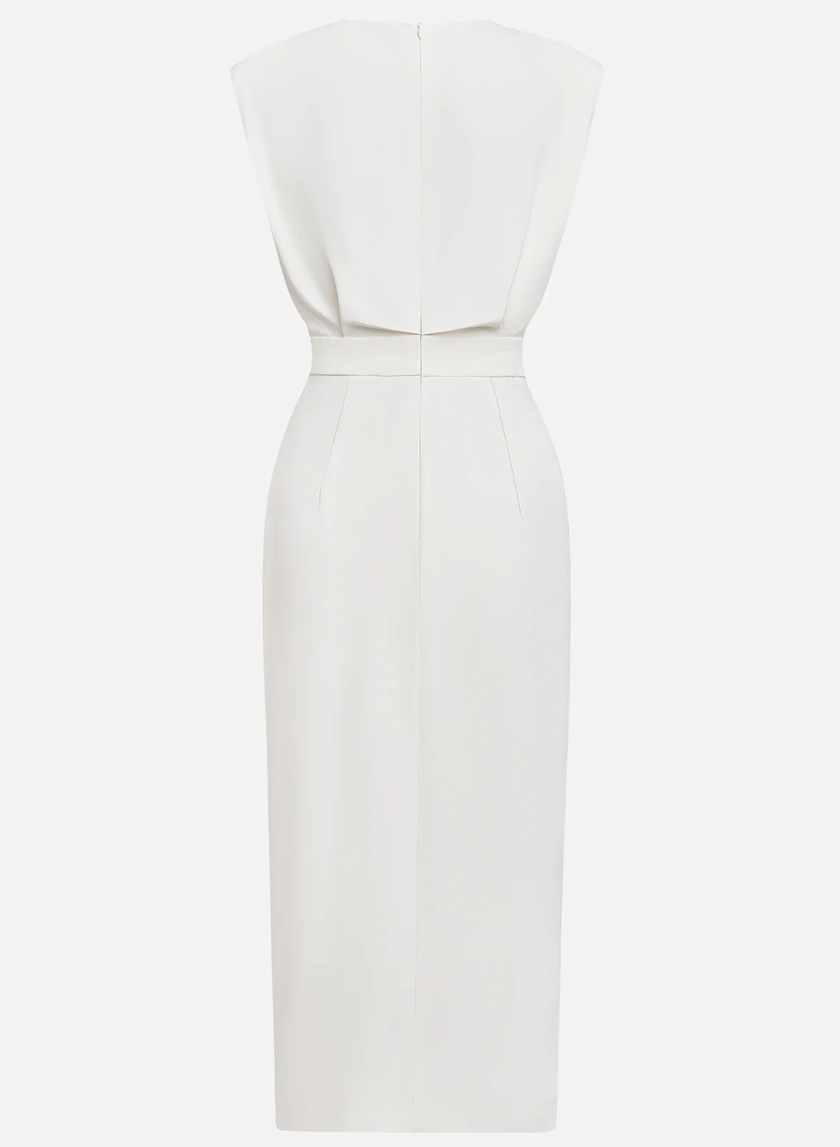 VUI Paris | ROBE MIDI AJUSTÉE AVEC BOUTONS DORÉS