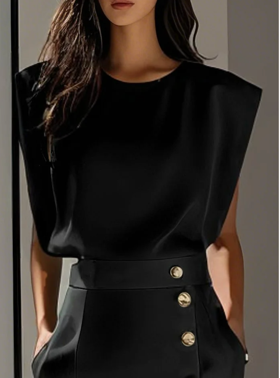 VUI Paris | ROBE MIDI AJUSTÉE AVEC BOUTONS DORÉS