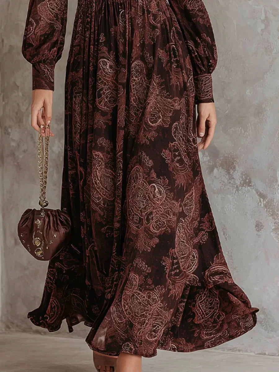 VUI Paris | ROBE LONGUE À IMPRIMÉ VINTAGE ÉLÉGANT