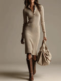 VUI Paris | ROBE PULL CÔTELÉE BEIGE