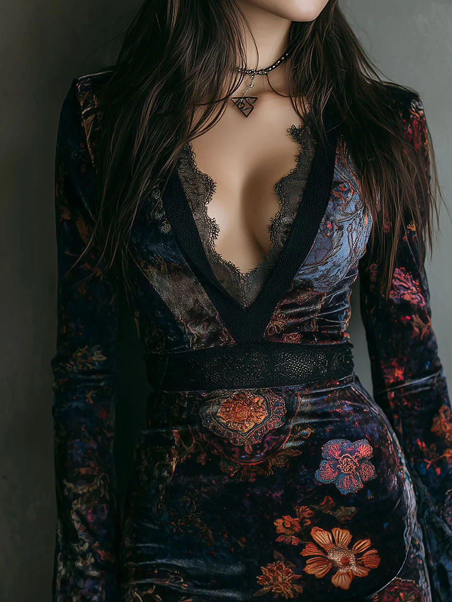 VUI Paris | ROBE MINI EN VELOURS À DÉCOLLETÉ PROFOND