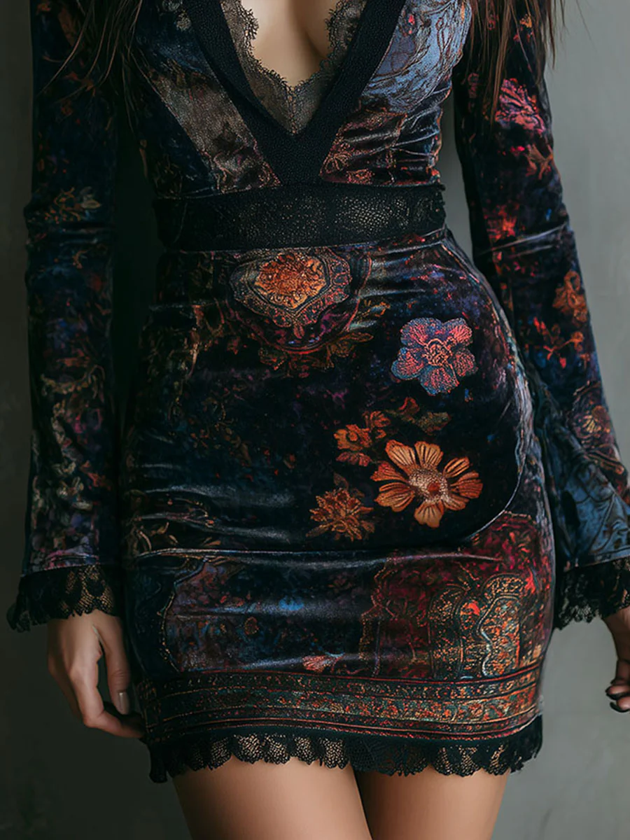VUI Paris | ROBE MINI EN VELOURS À DÉCOLLETÉ PROFOND