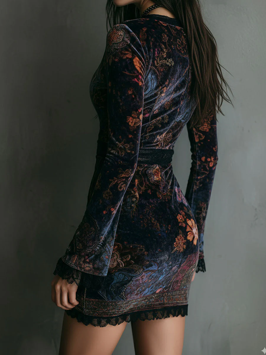 VUI Paris | ROBE MINI EN VELOURS À DÉCOLLETÉ PROFOND