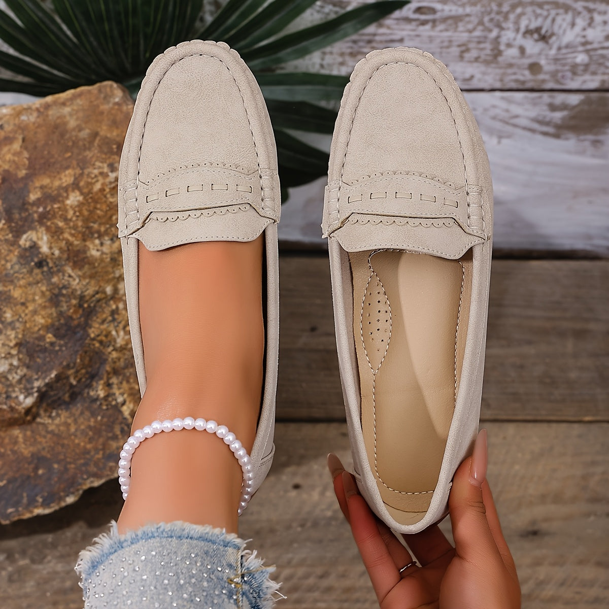 VUI Paris | Mocassins Effet Daim Festonnés Marie