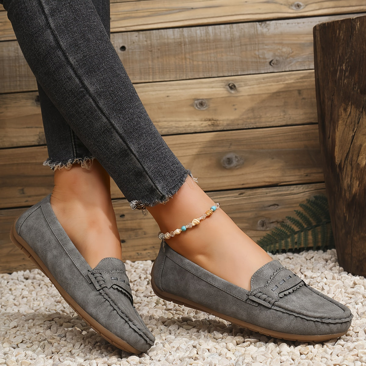 VUI Paris | Mocassins Effet Daim Festonnés Marie