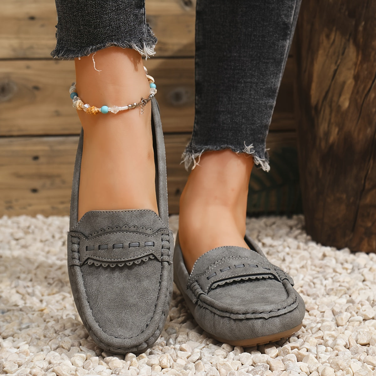 VUI Paris | Mocassins Effet Daim Festonnés Marie