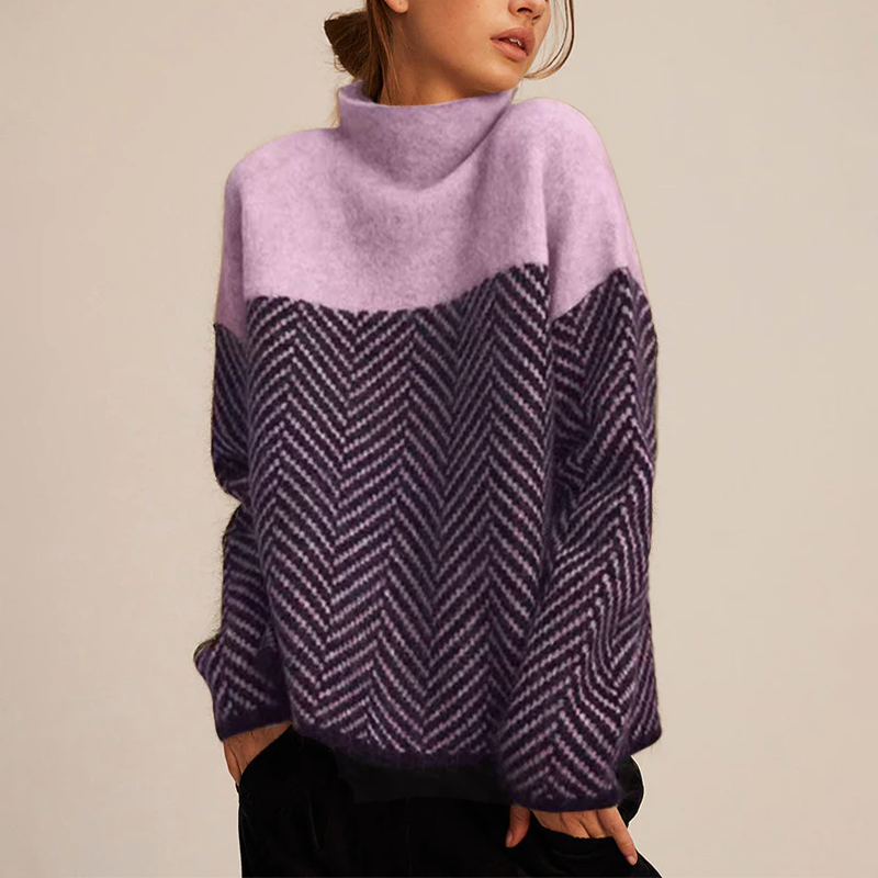VUI Paris | Pull Col Montant Chevrons Mathilde