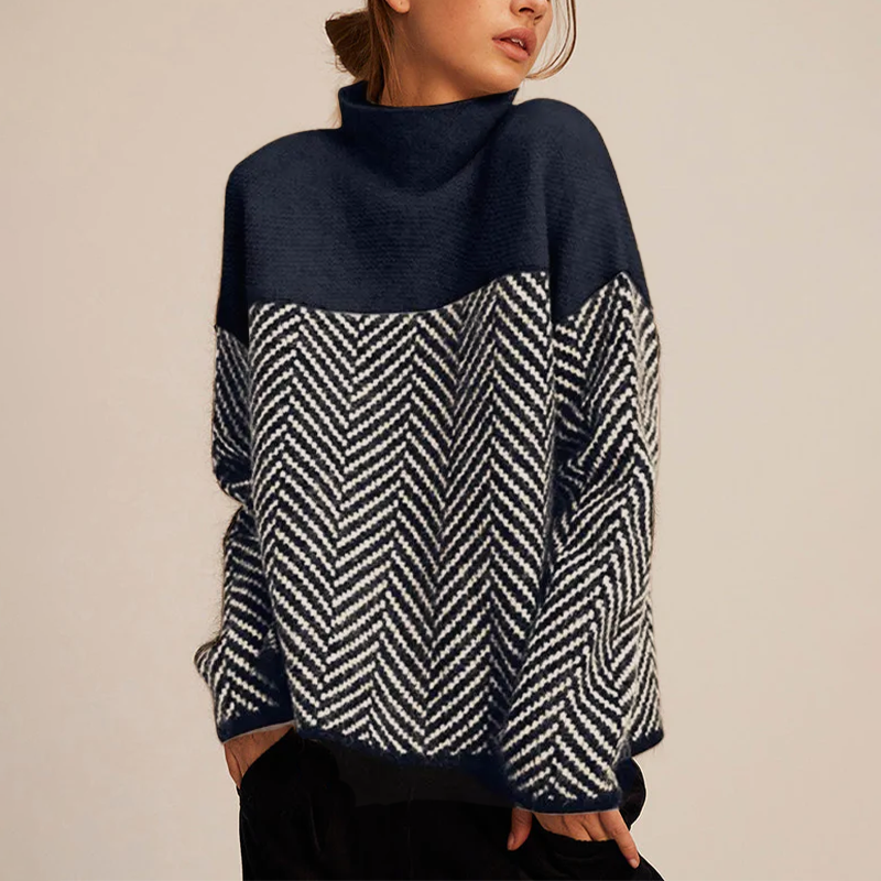 VUI Paris | Pull Col Montant Chevrons Mathilde