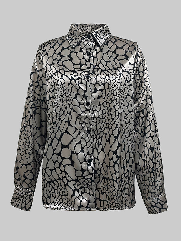 VUI Paris | CHEMISIER EFFET SATIN À MOTIF ARTISTIQUE