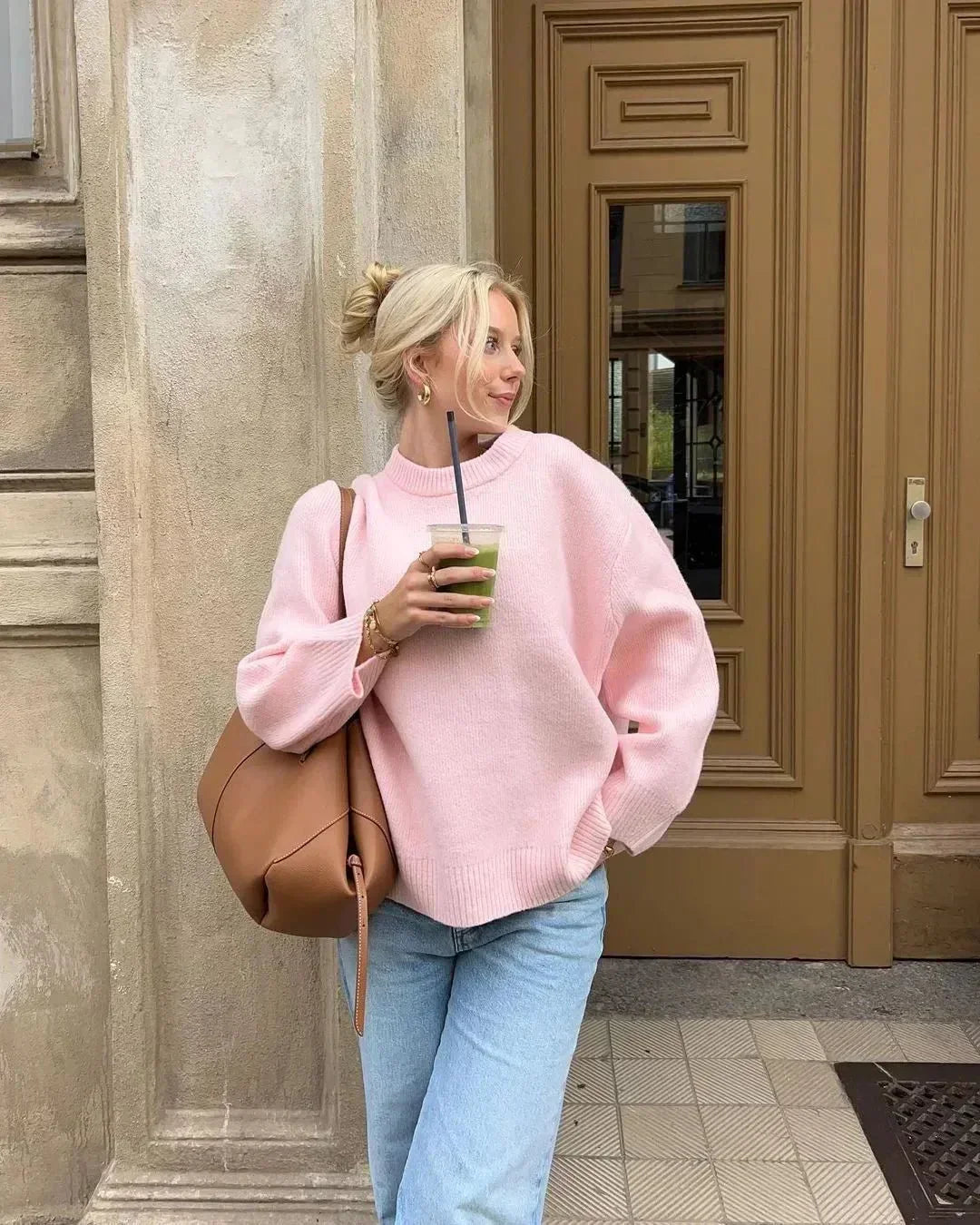 VUI Paris | PULL ROSE À MANCHES LONGUES