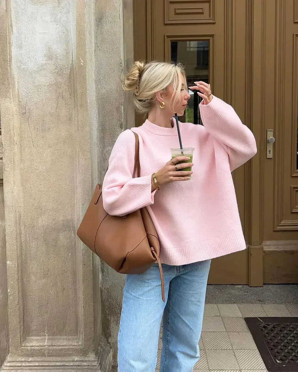 VUI Paris | PULL ROSE À MANCHES LONGUES