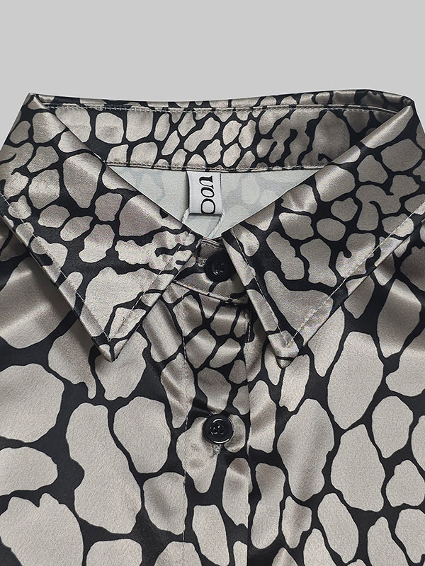 VUI Paris | CHEMISIER EFFET SATIN À MOTIF ARTISTIQUE